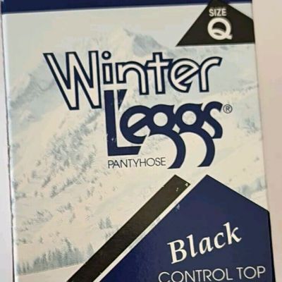 NEW Pantyhose Hosiery Winter Leggs Black Control Top Size Q